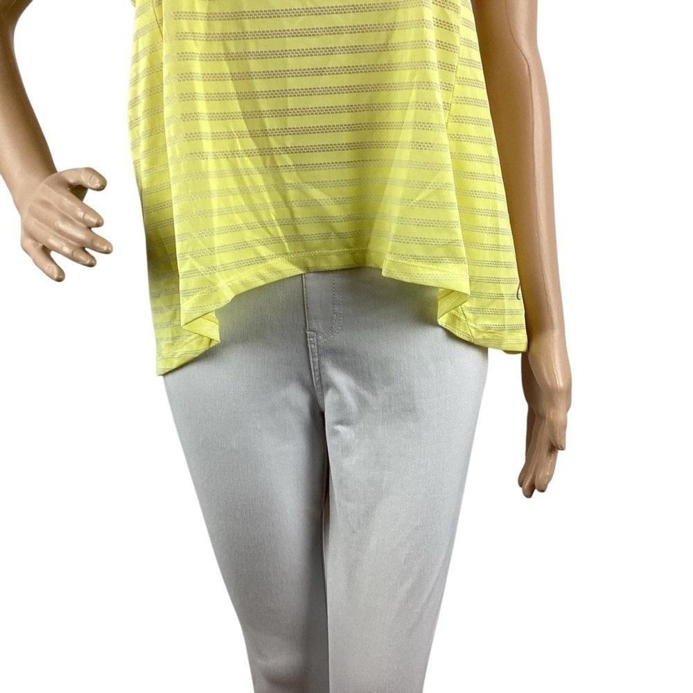 Zyia Active Lemon Nimbus Split Back Tank Yellow Striped Open Back Size M - Picture 3 of 6